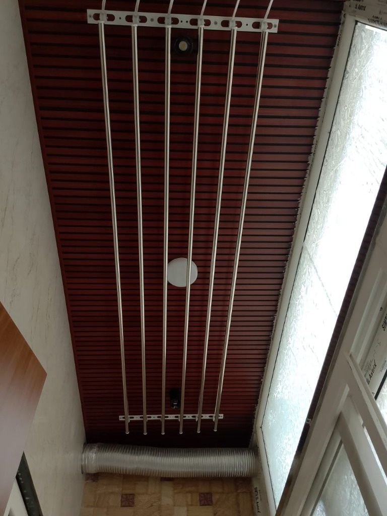 NR Ceiling Cloth Hanger Wooden Slats Setup
